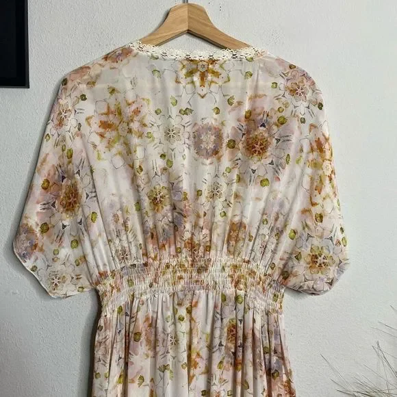 Johnny Was Floral Midi Dress in Blush Pink, Cream and Gold - Picture 8 of 9